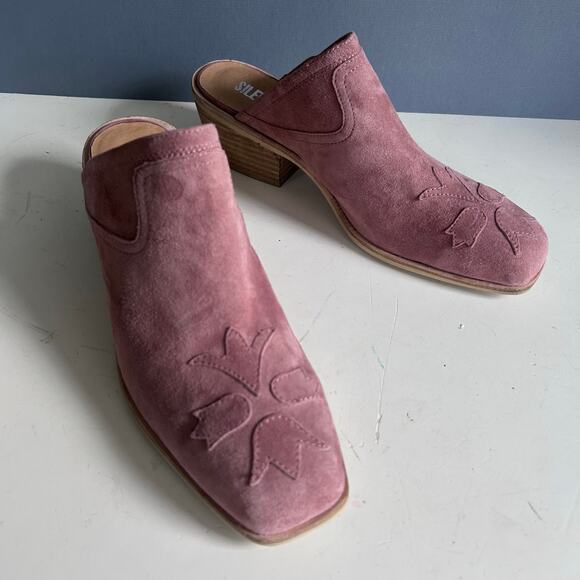 Silent D Anthropologie shoes mules size 9 pink western floral patchwork coastal - Picture 6 of 13